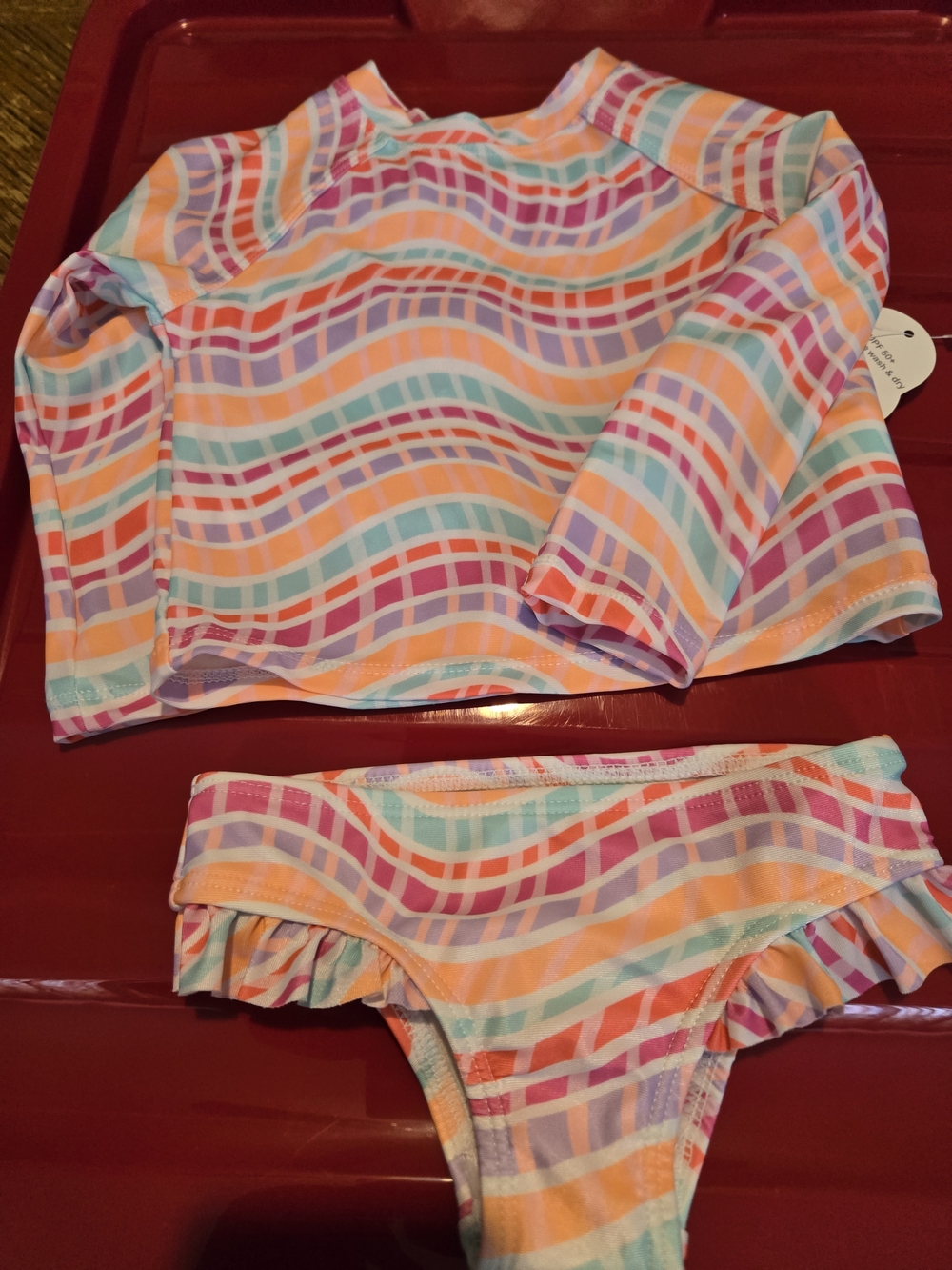 Baby Girls Two-Piece Swimsuit Set - Multicolor Wave Print